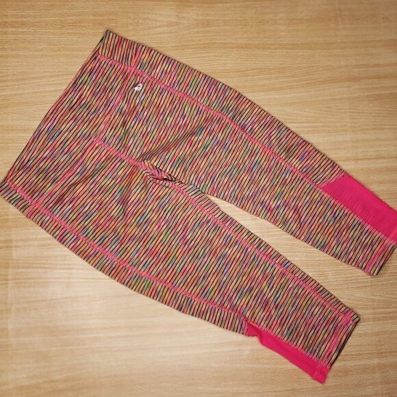 Xersion Girls Quick Dry Black Pink Striped Athletic Capri Leggings 7-8 - Picture 5 of 6